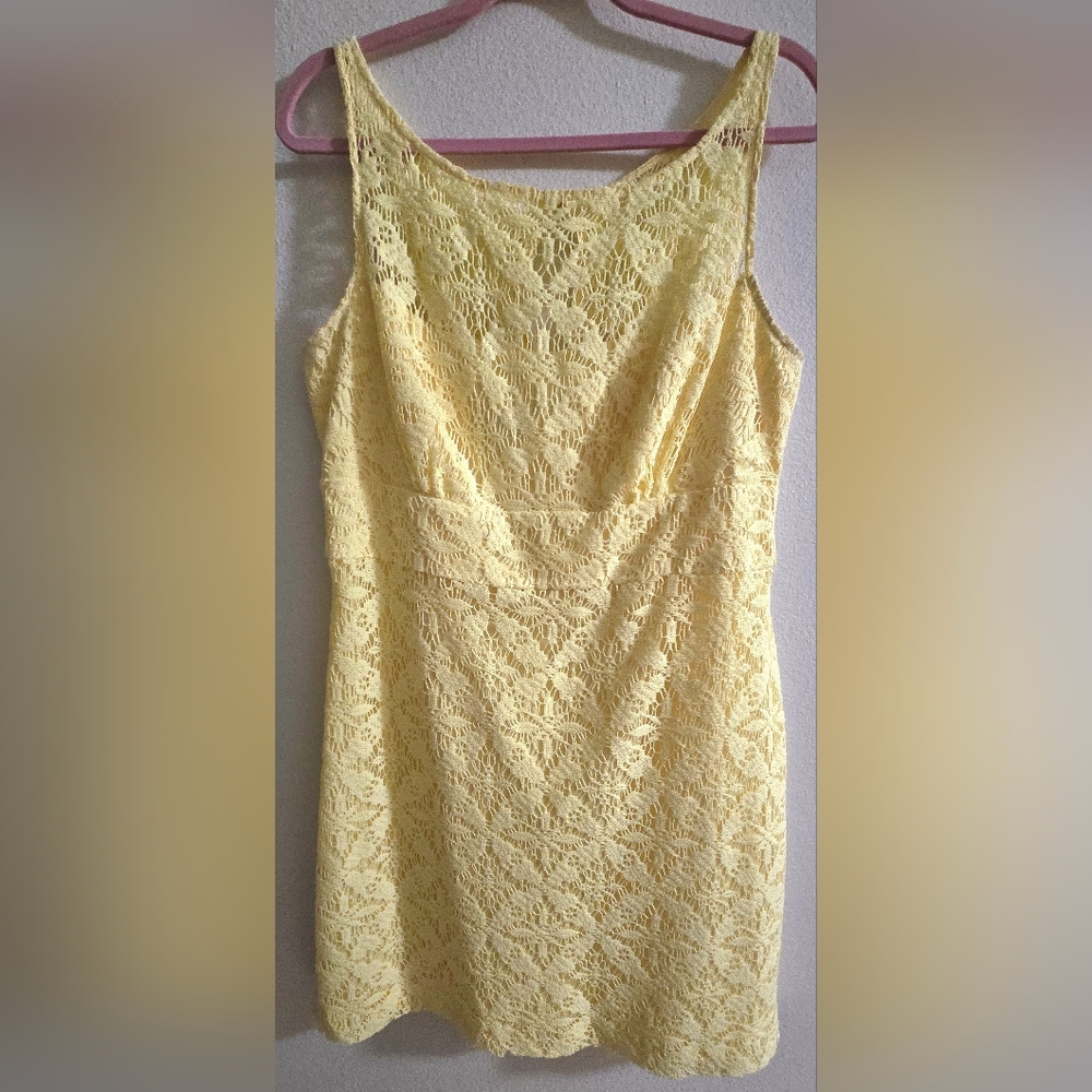 Kasper Light Yellow Lace Dress